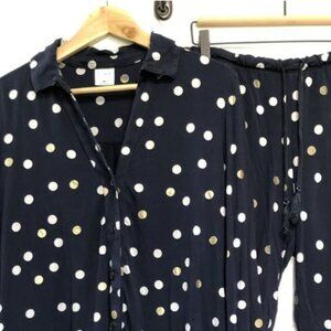 SOMA Women's Blue, White, Gold Polka Dot Pajama Set
